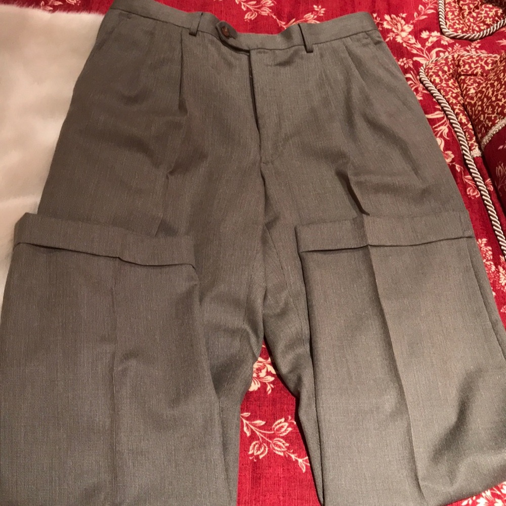 Gray pleated dress pants